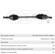 Привод NISSAN Note (06-) колеса переднего левый GSP