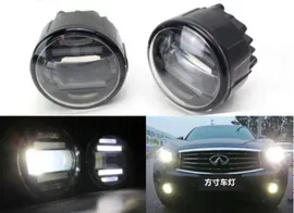 Светодиодные ПТФ с линзой и ДХО Nissan-Infiniti круглые