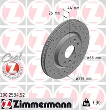 Тормозной диск Zimmermann Sport Coat Z передний для Nissan Qashqai II 2013-2024. Артикул 200.2534.52