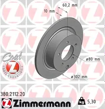 Тормозной диск Zimmermann Coat Z задний для Nissan Qashqai II 2013-2024. Артикул 200.2535.20