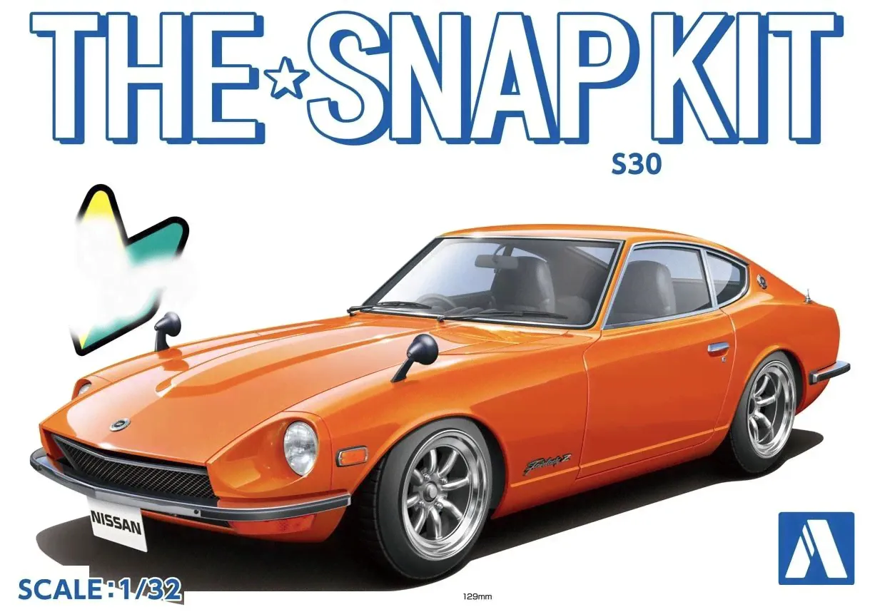 Сборная модель Nissan S30 Fairlady Z Custom Wheel (Orange) в масштабе 1/32, сборка без клея и покраски! The Snap Kit Aoshima 06476
