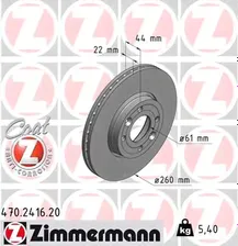 Тормозной диск Zimmermann Coat Z передний для Nissan Micra V 2005-2024. Артикул 470.2416.20