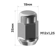 Гайка закрытая NISSAN 12*1.25, H35мм, ключ 19мм, хром SKYWAY 005 (уп 20 шт), шт.