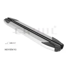 Пороги алюминиевые Mevsim V2 Grey для Nissan Patrol 2007-2023