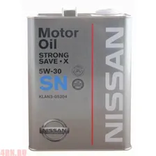 Масло NISSAN 5W30 моторное 4 л 5W30 п/с 4L NISSAN STRONG SAVE X SN артикул KLAN5-05304