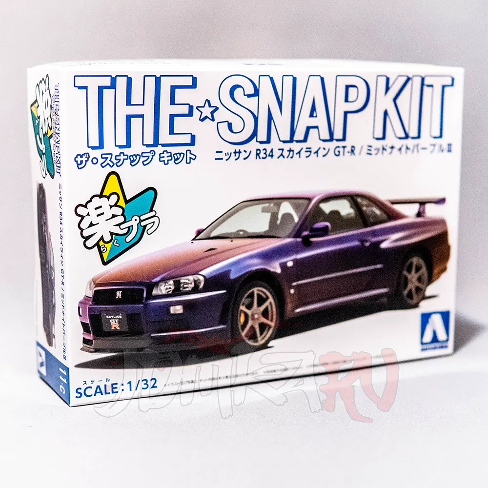 Сборная модель Nissan Skyline R34 GTR (Aoshima SnapKit) 1/32-0