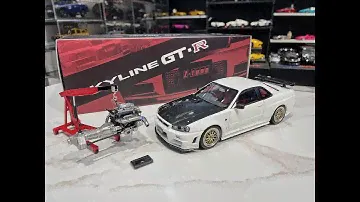 Unbox cực phẩm JDM huyền thoại Nissan R34 Skyline,tỷ lệ 1/18 Motorhelix