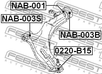 FEBEST NAB-003S. Сайлентблок рычага переднего Nissan Almera Classic/Almera II/Almera II Hatchback 00>06-0