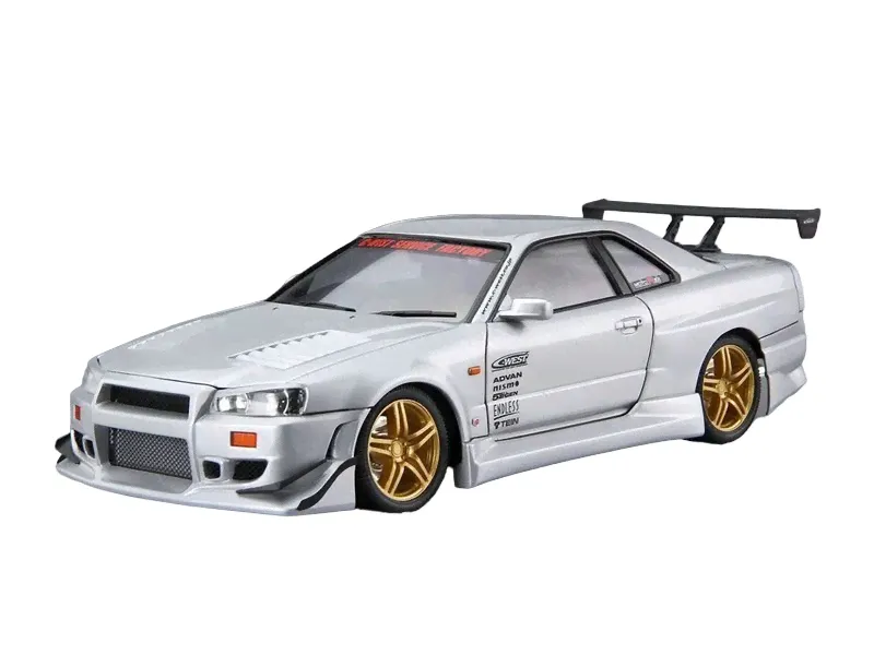 Сборная модель AOSHIMA Nissan Skyline R34 GT-R C-West, 1/24-0